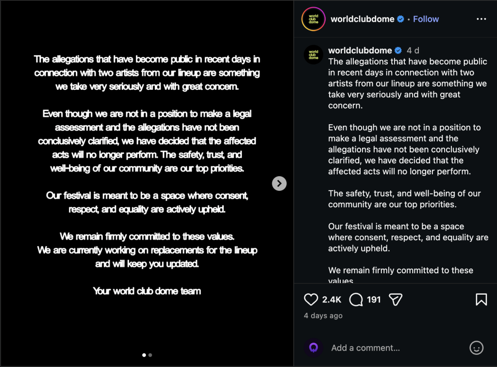 Hard Techno DJs Removed from Events Amid Allegations: Full Breakdown of What Happened 4 Screenshot 2026 02 28 at 09.12.18