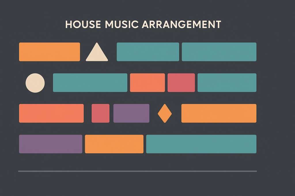 House Phrase Map Illustrated phrase blocks showing how DJs mix house music on 32-bar sections