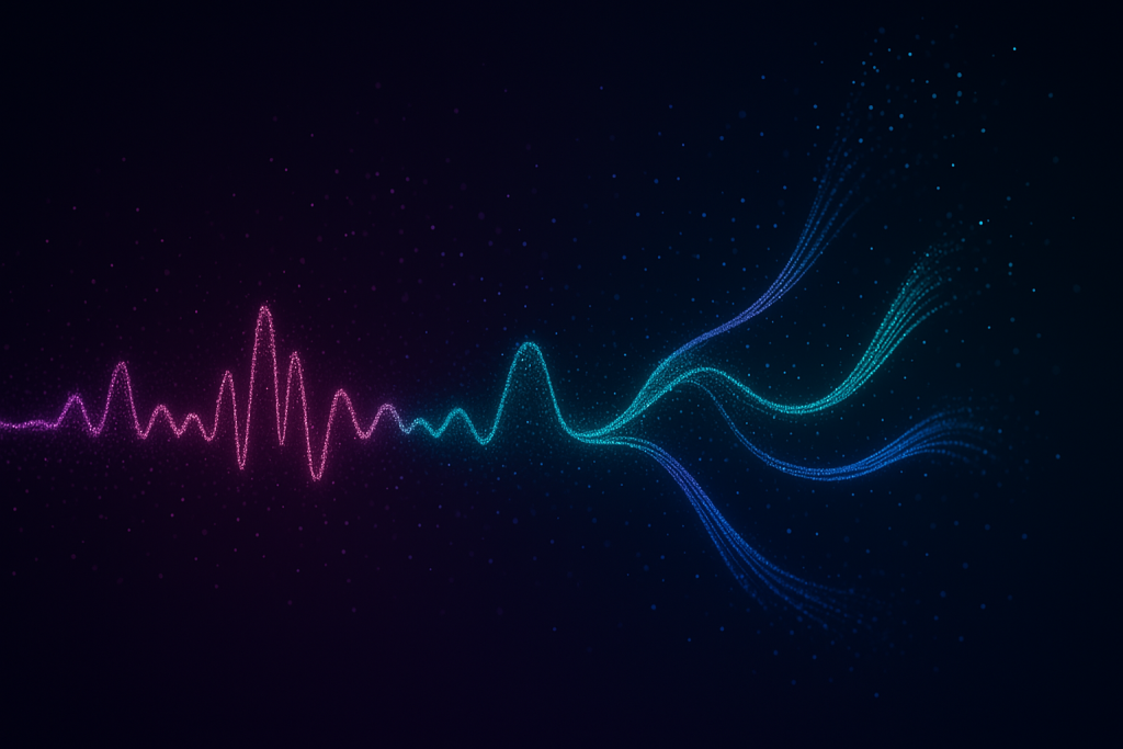 Separated Stem Strands Abstract waveform splitting into separate vocal and instrumental stems
