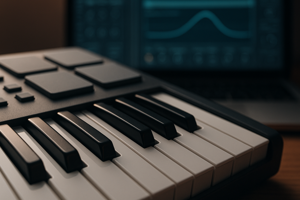 Stock Synth Setup MIDI keyboard used for stock synth sound design