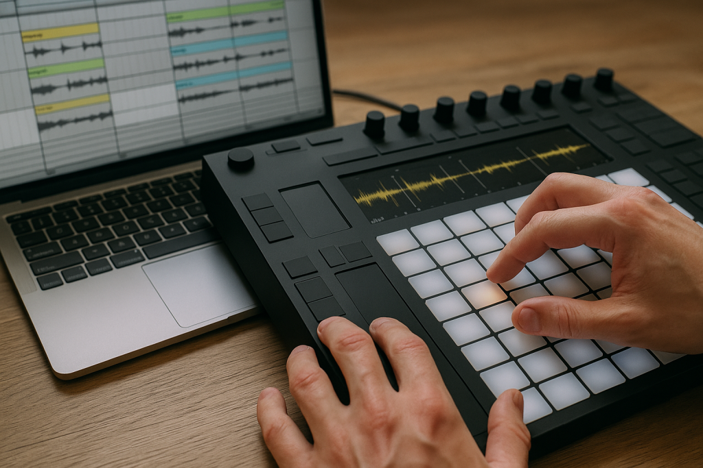 Timing Before Tone Hands editing vocal timing on a pad controller