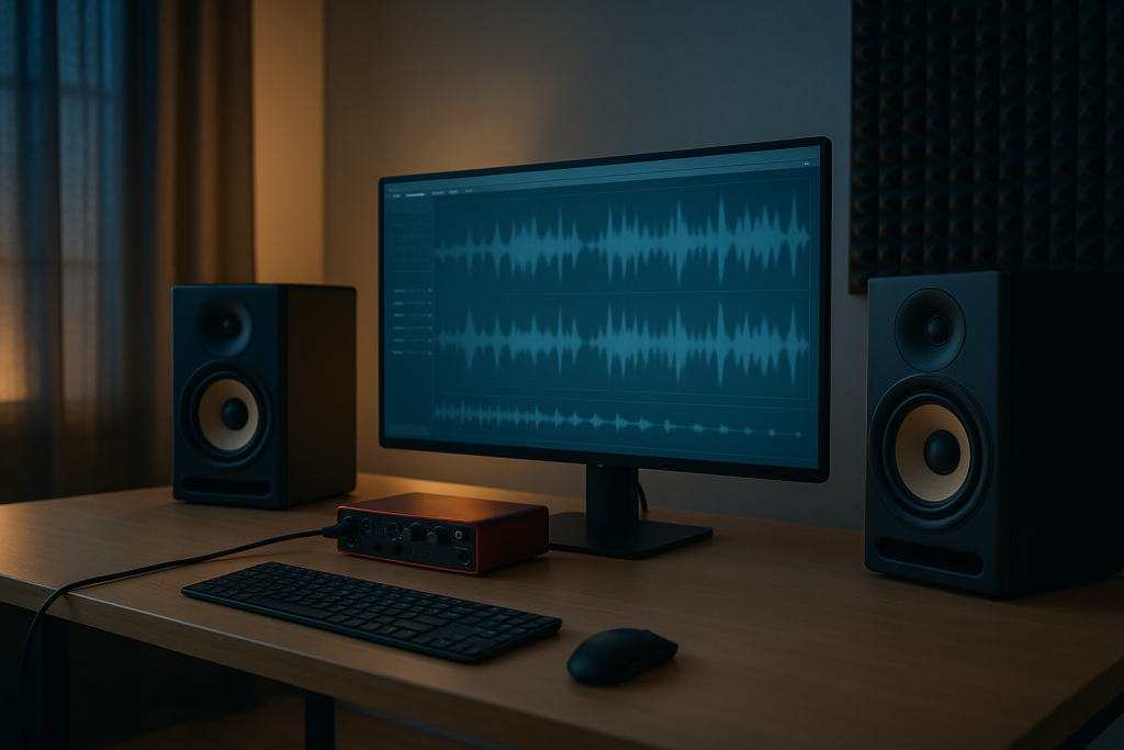 Reference Check Setup Studio monitors set up for reference track comparison
