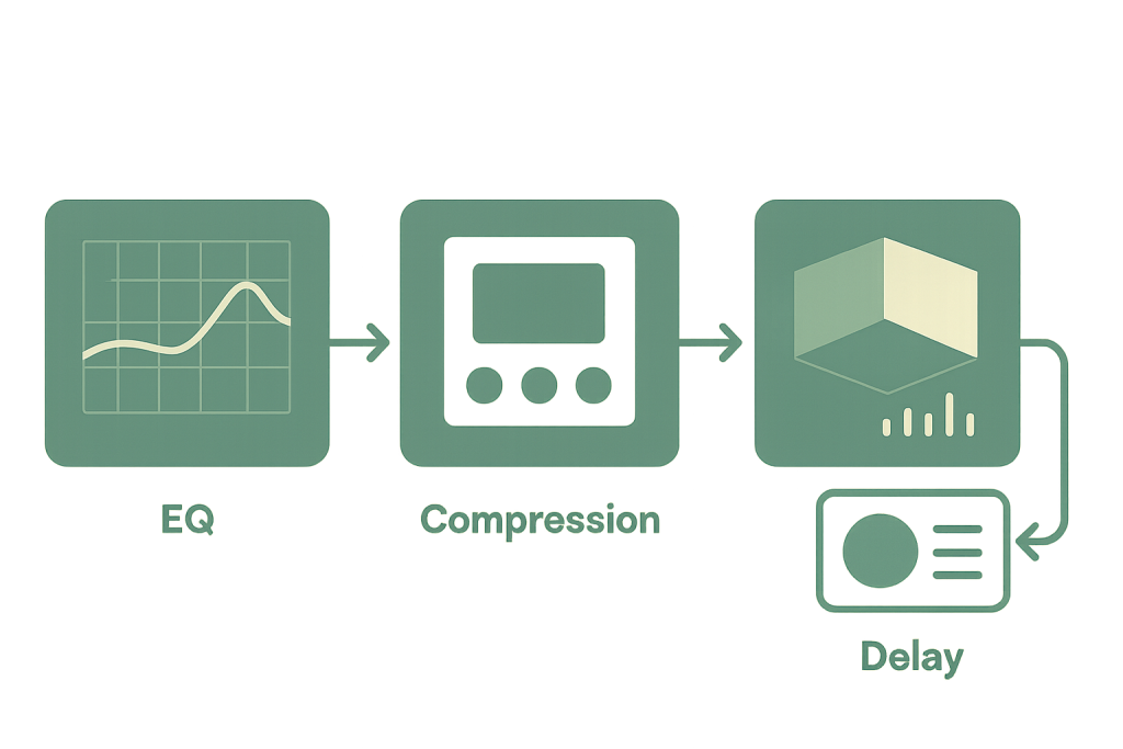 Vocal Chain Map Illustrated vocal chain showing EQ, compression and ambience stages