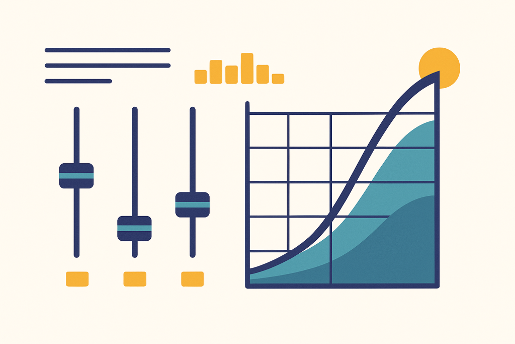 Controlled Energy Curve Energy curve illustration for a controlled warm-up DJ set