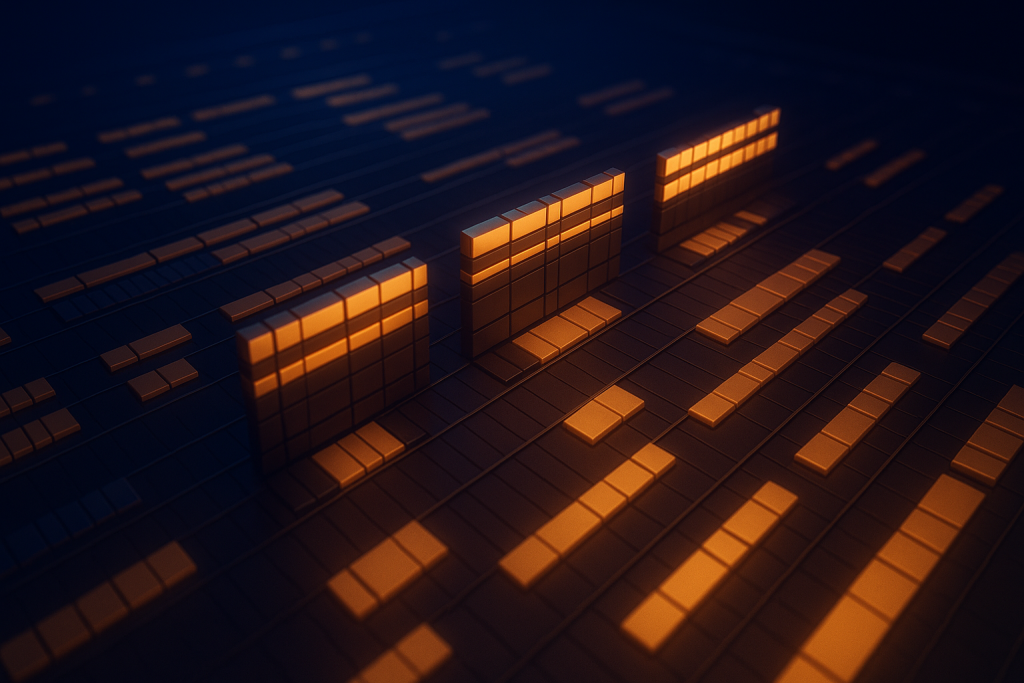 Arrangement Zoom View Abstract DAW arrangement blocks narrowing into a pre-drop build