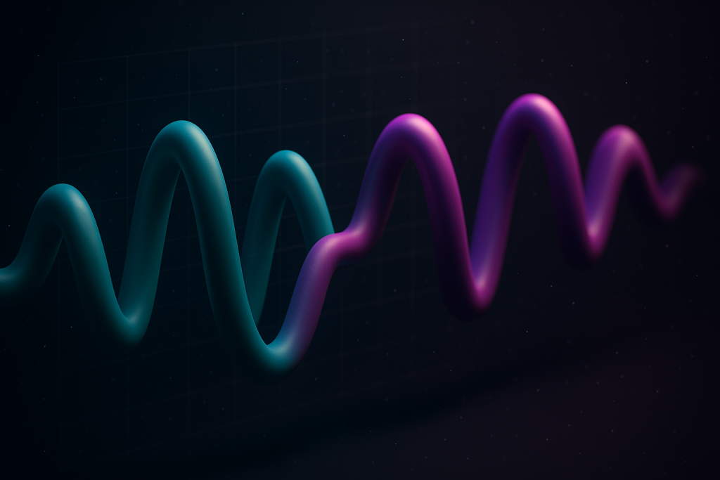 Phase Locked Low End Phase-aligned kick and bass waves in a 3D render