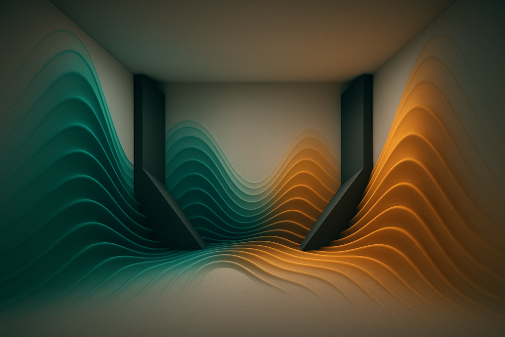 Corner Bass Control 3D bass waves collecting in studio corners behind bass traps
