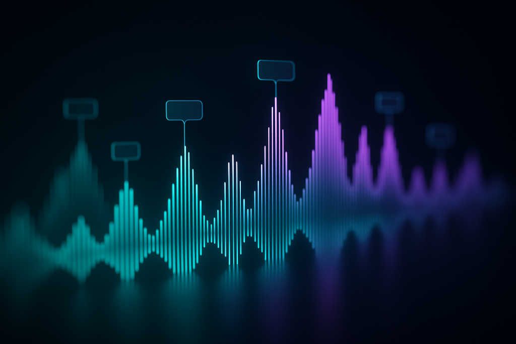 Caption Marker Waveform Waveform with visual markers showing key arrangement moments