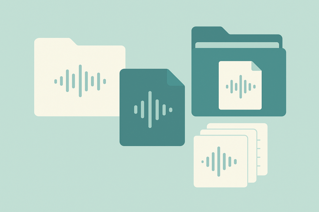 Readable File Logic Illustration of organised audio folders and version stacks