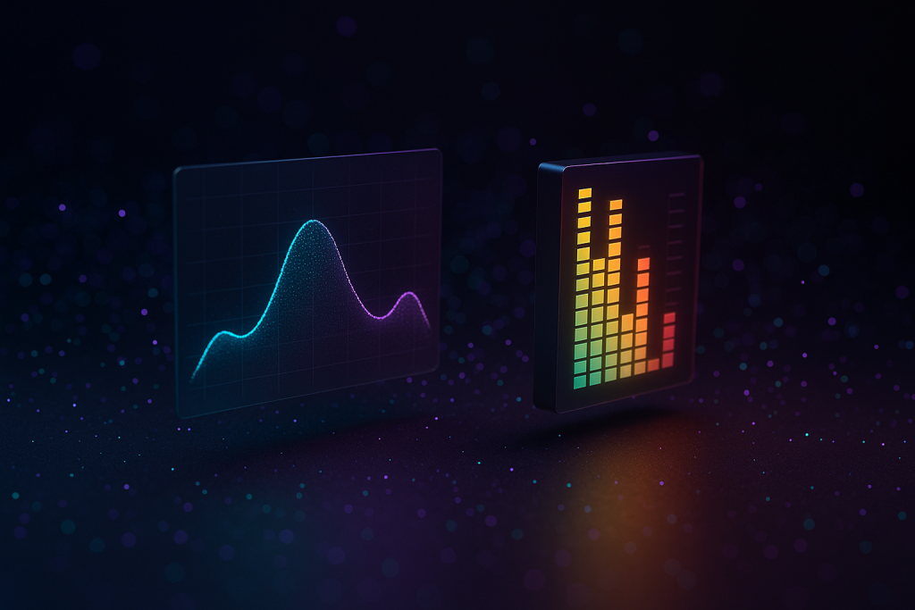Post Release Signals Abstract spectrum and meter display for post-release measurement