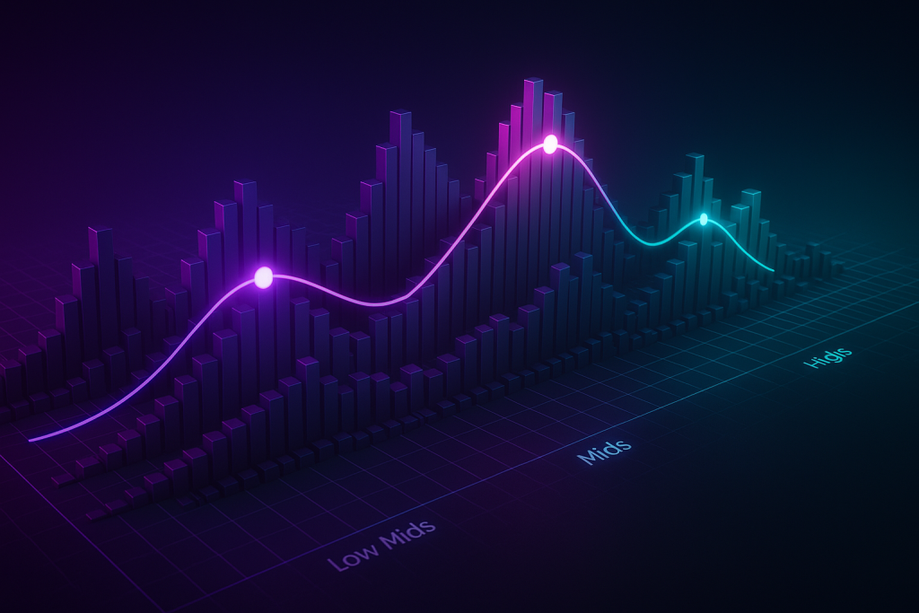 EQ Traffic Lanes Frequency spectrum render showing EQ lanes for a cleaner mix