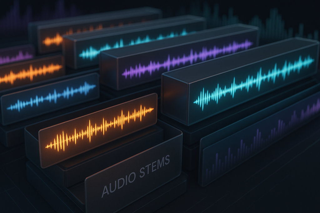 Clean Stem Delivery Organized audio stems prepared for client delivery