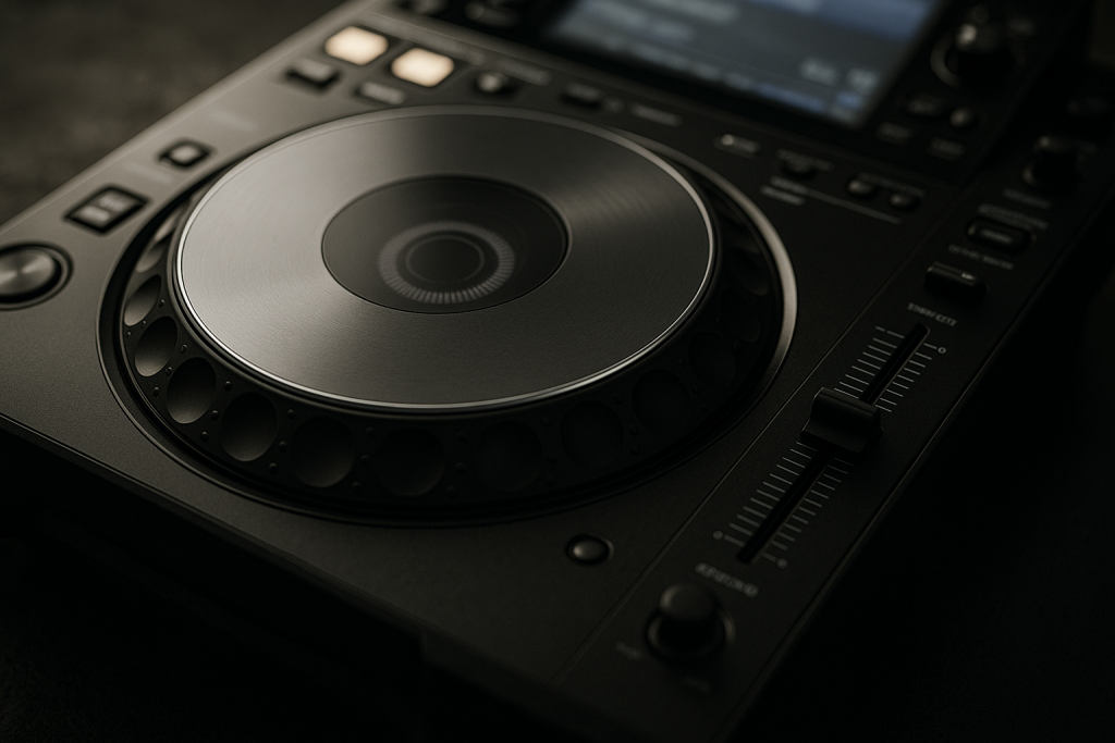 DJ Arrangement Check Close detail of a DJ jog wheel for arrangement decisions