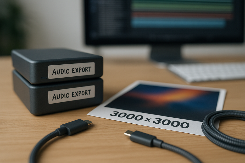 Release Asset Stack Release asset stack with audio drives, artwork proof, and DAW timeline