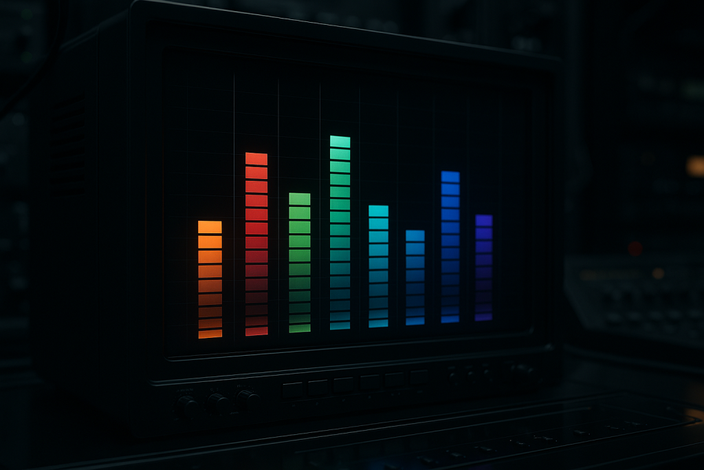 Measurement Spectrum Campaign measurement dashboard visualized as unlabeled spectrum bars