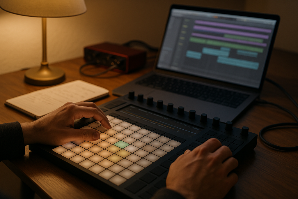 Session Cleanup Pass Producer cleaning an Ableton session before printing stems