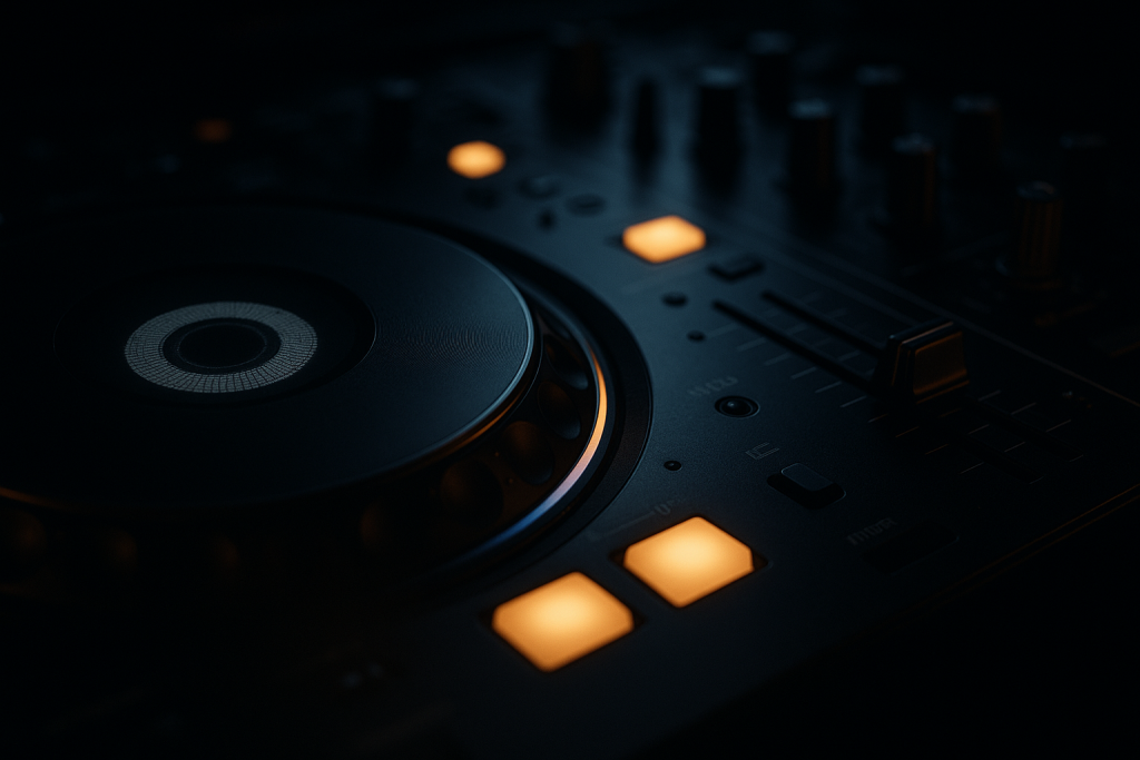 Intro Mix Check Close-up of DJ deck controls used to test a clean arrangement intro
