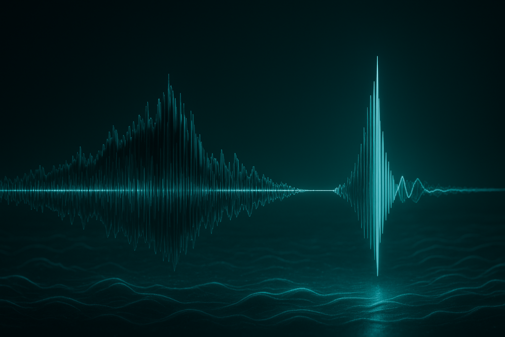 Drop Energy Gap 3D waveform showing a short silence before a larger drop impact