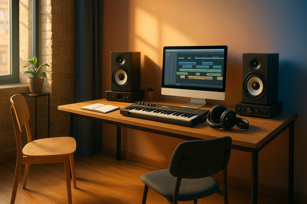 Custom Production Brief Empty production studio prepared for a custom music brief
