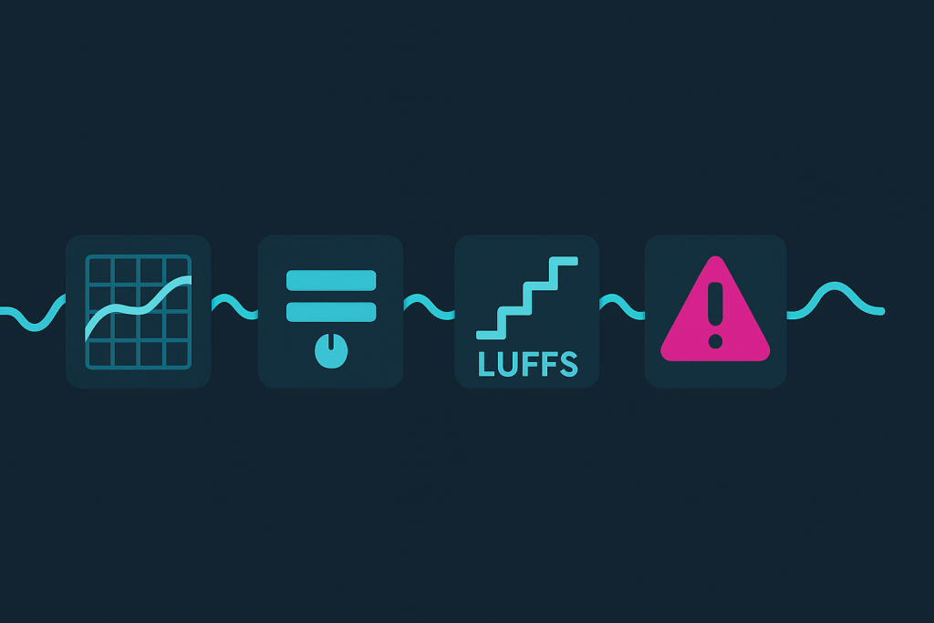 Loudness Reality Check Mastering chain illustration with limiter and loudness metering concepts