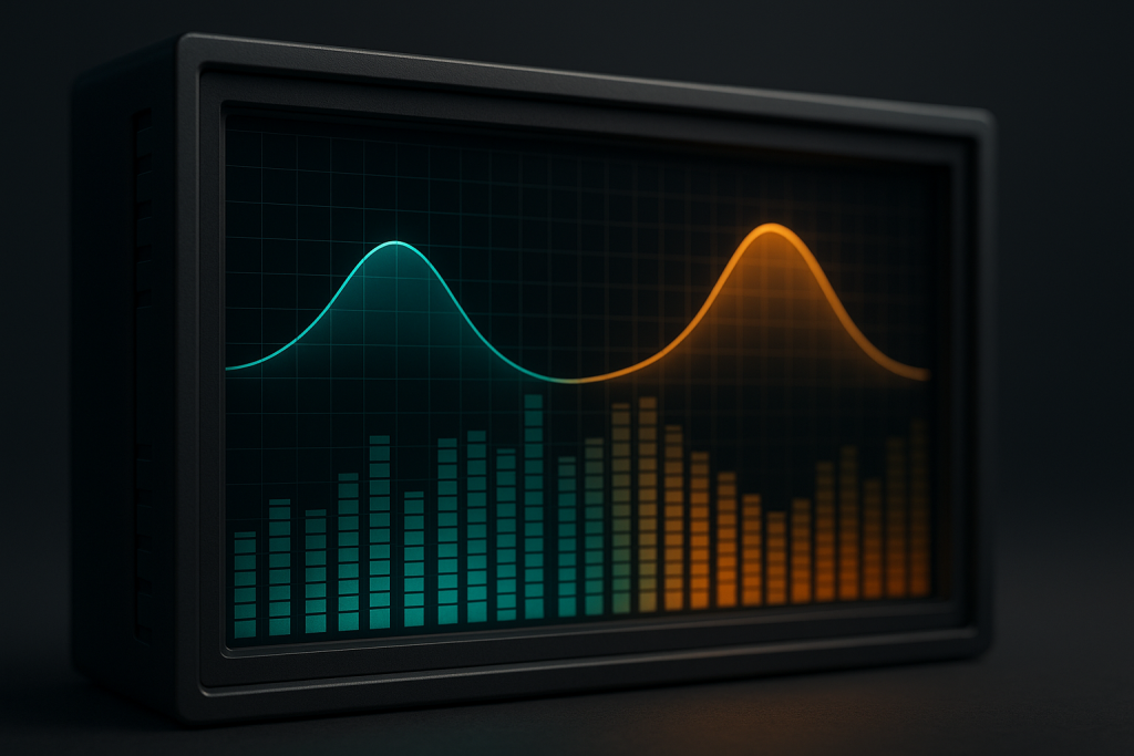 Broad EQ Beats Surgery Spectrum analyzer showing broad EQ moves for a cleaner mix