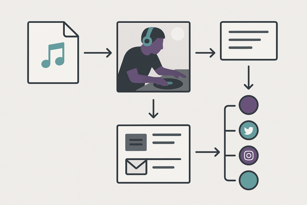 Artist Pack Basics Clean DJ artist pack layout with demo mix, bio and contact cards